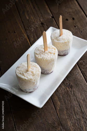 coconut with mungo ice drop; a very common dessert in the Philippines by using condensed milk, cream, coconut meat and mungo
