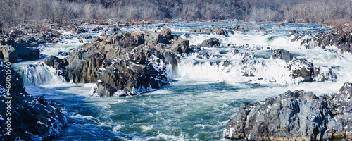 Great Falls National Park in winter - Circa Washington DC United States
