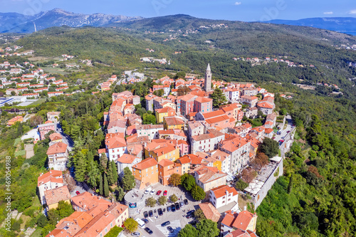 An aerial view of old town Labin, Istria, Croatia