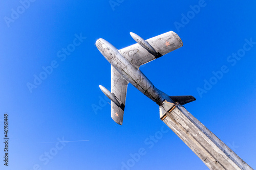 Model of a MIG 52 jet in Ternopil. Monument to Soviet pilots