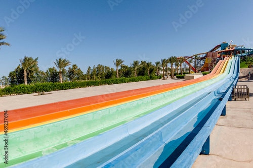 Colorful water slides at the water park
