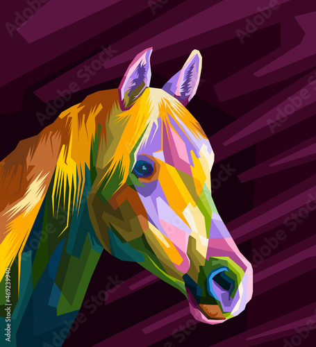 colorful horse pop art portrait vector illustration, can be used for posters, decoration, background, wallpaper