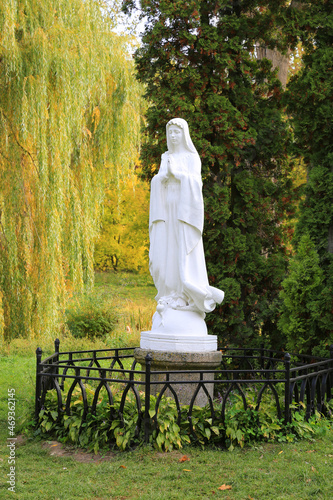 Sculpture in autumn park