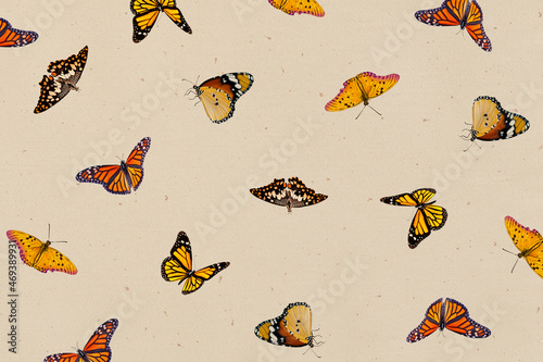 Butterfly background paper texture. Vintage Butterfly Pattern.