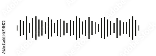 Sound wave icon. Audio and radio. Soundwave for voice, music and podcast. Frequency of signal of song. Waveform of sound wave. Graphic element for music track, pulse and equalizer. Vector