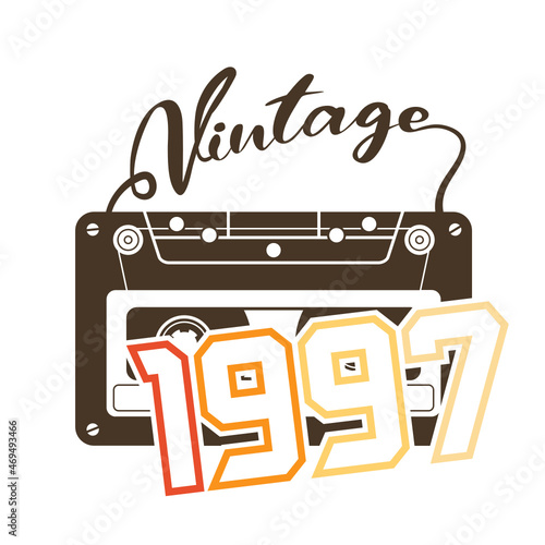 vintage 1997 Retro Cassette Tape, 1997 birthday typography design
