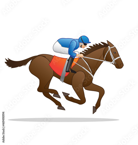 galloping race horse with jockey