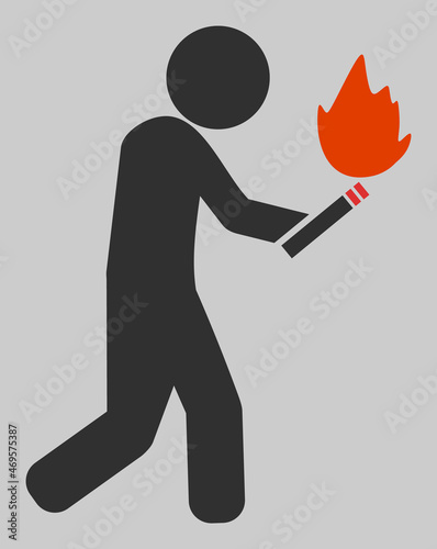 Fire arsonist vector illustration. An isolated flat icon illustration of fire arsonist with nobody.
