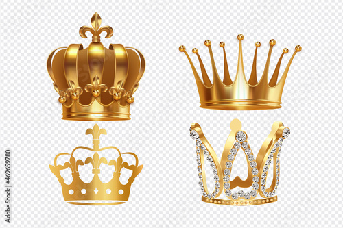 Winner award champion realistic golden crown set.