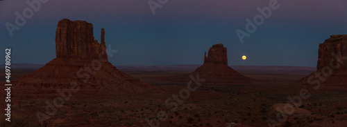Full moon over the famous Monument Valley in Arizona