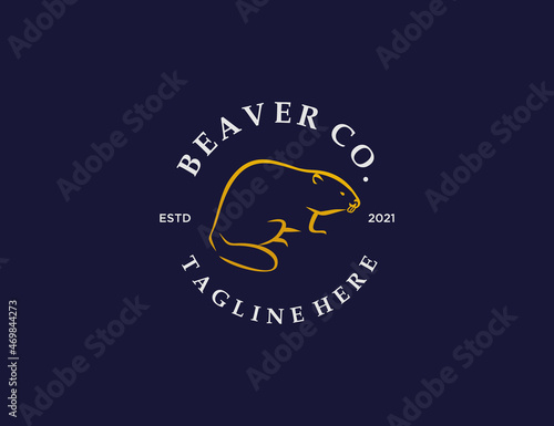 Lineart of beaver logo template. Minimalis beaver logo