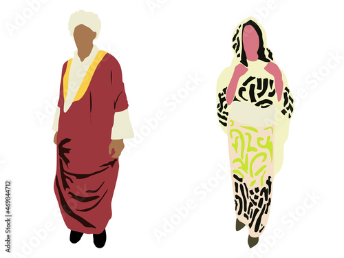 vector illustration of man and women in Sudan costume