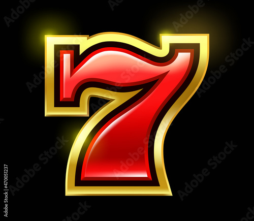 Number seven, icon casino, slot machine symbols. Winning, win, lucky, jackpot.
