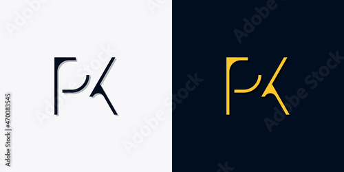 Minimalist abstract initial letters PK logo