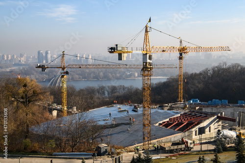 Construction of the Holodomor Museum dedicated to victims of big hunger in Ukraine in 1932 - 1933. Kyiv, Ukraine.