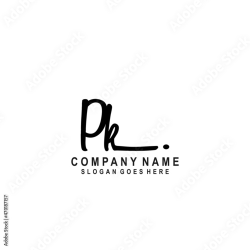 Initial letter PK Signature handwriting Logo Vector