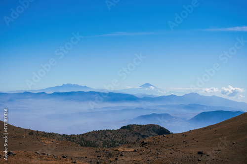 Iztaccihuatl and Popocatepetl volcano seen from the nevado de toluca volcano