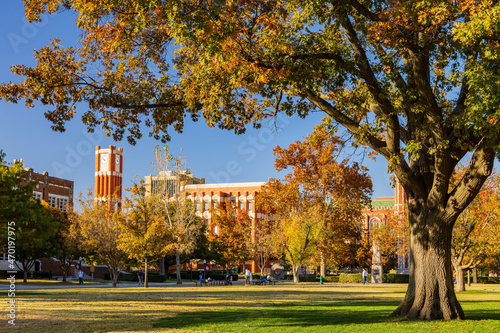 Afternoon view of the clock tower of Univeristy of Oklahoma