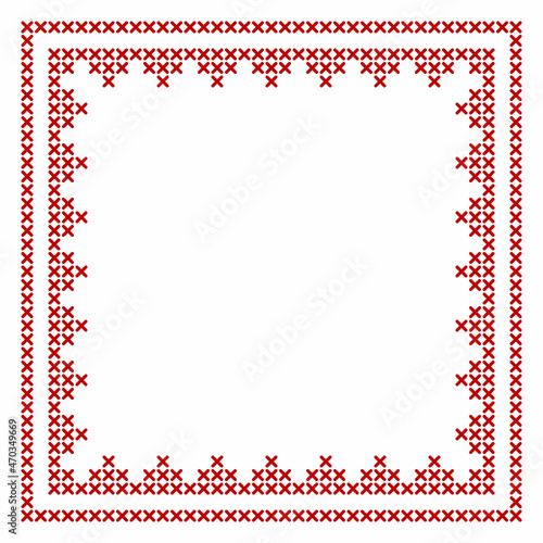 Cross stitch border frame pattern, perfect for Christmas banner design