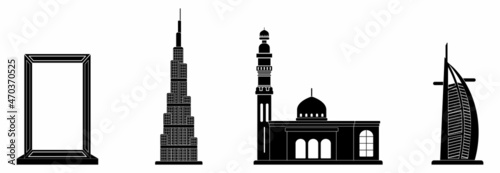Dubai building icon set, Dubai building vector set sign symbol