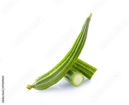 Farm fresh ridge gourds (angled luffa fruit) with isolated on white background