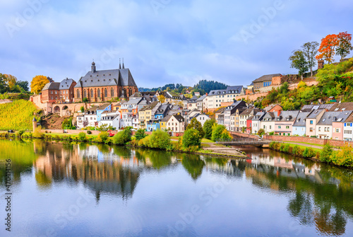Saarburg, Germany. Old town on the hills of Saar river valley.