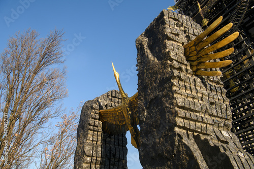 Fragment of Memorial to victims of Holodomor, dedicated to victims of big hunger in Ukraine 1932 - 1933. Kyiv, Ukraine