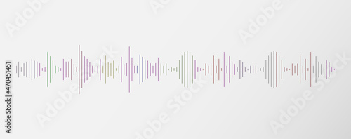 Colorful audio spectrum simulation on white background use for music and computer calculating concept