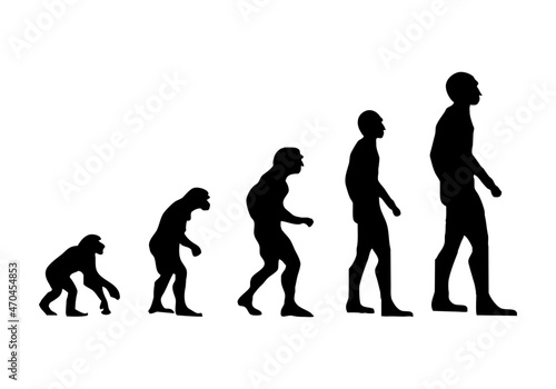 Silueta negra de la evolución del ser humano.