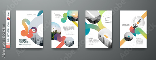 Portfolio geometric design vector set. Abstract red liquid graphic gradient circle shape on cover book presentation. Minimal brochure layout and modern report business flyers poster template.