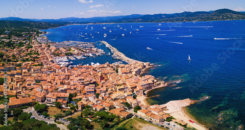 Panoramic view of the bay of Saint-Tropez, France