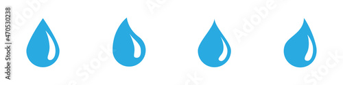 Conjunto de icono de gota azul de agua de lluvia, diferentes formas. Gota líquida. Ilustración vectorial