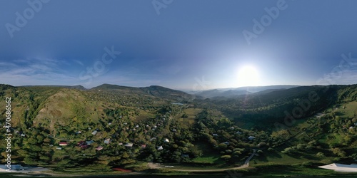 360 panorama beautiful landscape, mountain village