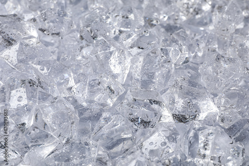Clear crushed ice as background, closeup view