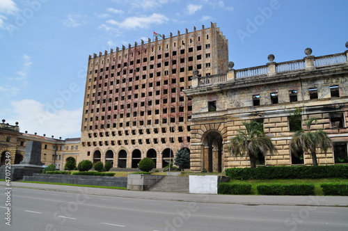 The abandoned Abkhazian Parliament Building in Sukhumi