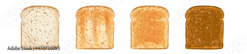 Set of sliced bread toast vector. Slice of a whole wheat white bread. Bakery, food, piece of roasted crouton for sandwich snack. Realistic illustration image.