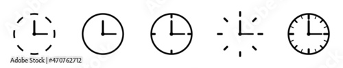 Conjunto de icono de reloj. Concepto de tiempo. Colección de reloj de diferentes diseños. Cronómetro y temporizador. Ilustración vectorial
