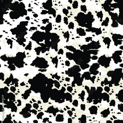 Cow skin pattern texture repeating seamless black and white monochrome. Fashionable print. Fashion and stylish background for runner carpet, rug, scarf, curtain, pillow, t shirt, template, web design