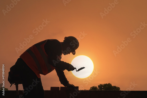 Construction mason worker bricklayer