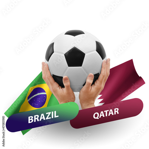 Soccer football competition match, national teams brazil vs qatar