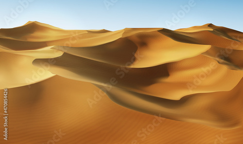 Hot Desert With Sands Dunes. Vector Illustration