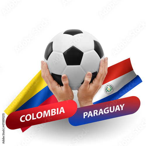 Soccer football competition match, national teams colombia vs paraguay