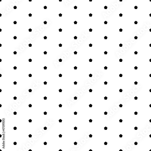 Square seamless background pattern from black pentagon symbols. The pattern is evenly filled. Vector illustration on white background