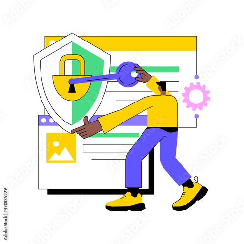 Rights of access abstract concept vector illustration. Personal data, document management system, database protection, erasure right, client protection, access denied, digital abstract metaphor.