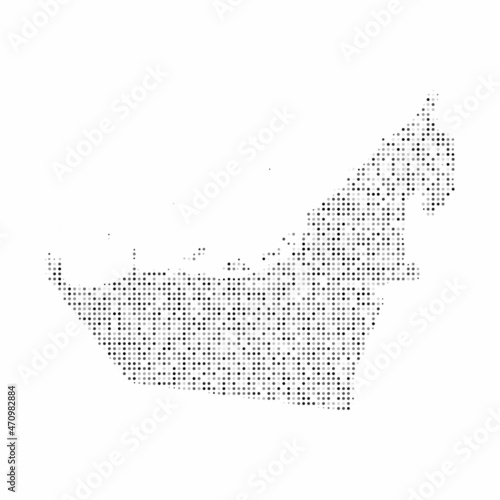 Abstract dotted black and white halftone effect vector map of United Arab Emirates. Country map digital dotted design vector illustration.