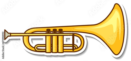 Sticker golden trumpet musical instrument