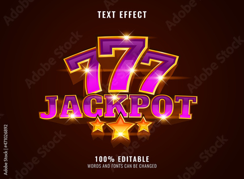 shiny violet 777 jackpot with star banner text effect