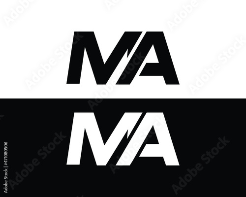 Letter MA Logo Monogram Vector Design Concept Template Symbol. 