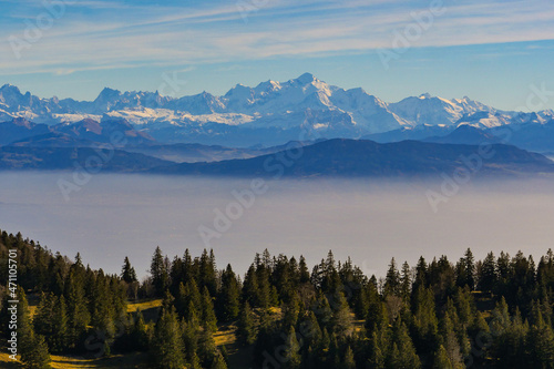 On the Sentes de la Dole from La Rippe, Jura mountains, Switzerland, in autumn, High quality photo