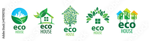 A set of vector logos of eco houses